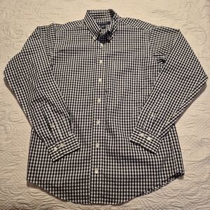 Brooks Brothers boys Large black and white gingham button down shirt EUC